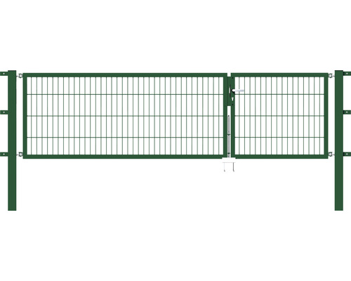 Portillon double ALBERTS Flexo 100+200 x 80 cm 6/5/6 dormant 40x40 avec poteaux 8 x 8 cm vert