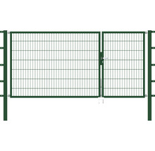 Portail double en grillage avec poteaux pour clôtures de jardin