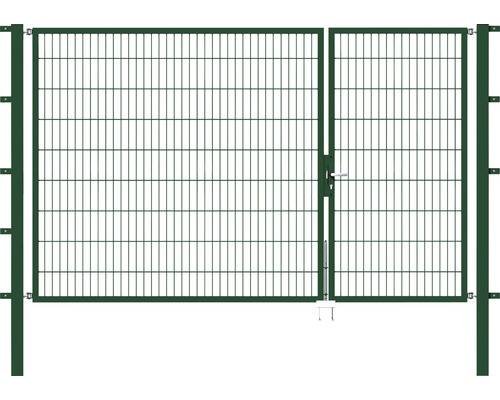 Portillon double ALBERTS Flexo 6/5/6 100+200 cm x 180 cm y compris poteaux 8 x 8 cm vert
