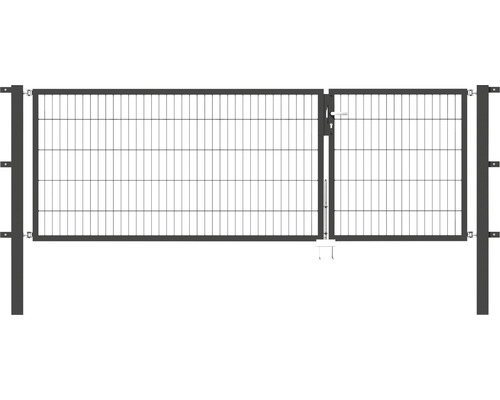 Portillon double ALBERTS Flexo 100+200 x 100 cm 6/5/6 dormant 40x40 avec poteaux 8 x 8 cm anthracite