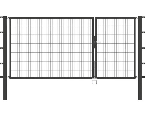 Portillon double ALBERTS Flexo 100+200 x 140 cm 6/5/6 cadre 40x40 avec poteau 8 x 8 cm anthracite