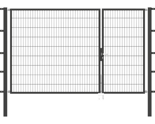 Portillon double ALBERTS Flexo 100+200 x 180 cm 6/5/6 dormant 40x40 avec poteaux 8 x 8 cm anthracite