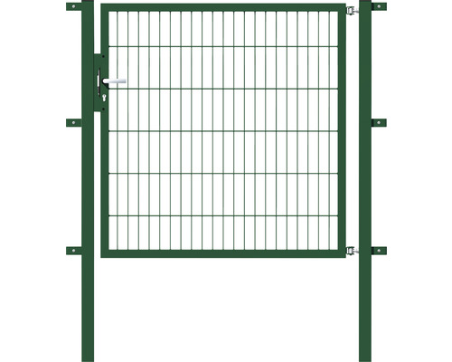 Portillon simple ALBERTS Flexo 125 x 120 cm 6/5/6 dormant 40x40 avec poteaux 6 x 6 cm vert