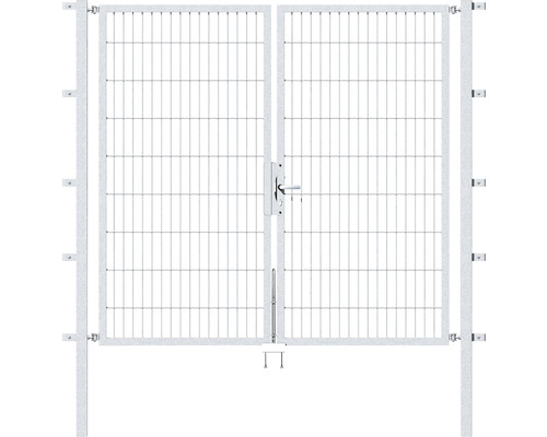 Portillon double ALBERTS Flexo 200 x 180 cm 6/5/6 dormant 40x40 avec poteaux 6 x 6 cm galvanisé à chaud