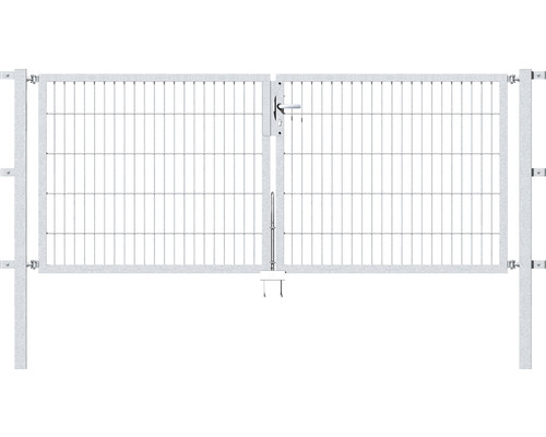 Portillon double ALBERTS Flexo 250 x 100 cm 6/5/6 dormant 40x40 avec poteaux 6 x 6 cm galvanisé à chaud