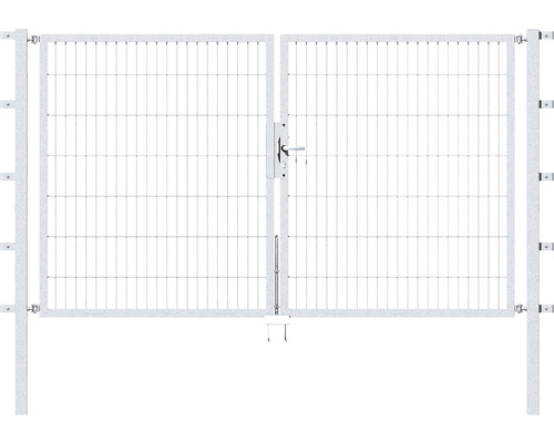 Portillon double ALBERTS Flexo 250 x 140 cm 6/5/6 dormant 40x40 avec poteaux 6 x 6 cm galvanisé à chaud