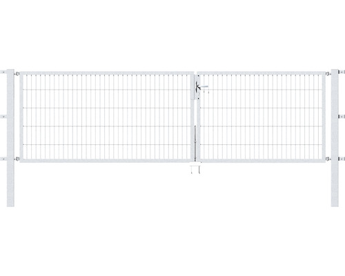 Portillon double ALBERTS Flexo 350 x 100 cm 6/5/6 dormant 40x40 avec poteaux 8 x 8 cm galvanisé à chaud