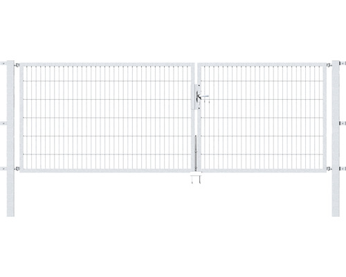 Portillon double ALBERTS Flexo 350 x 120 cm 6/5/6 dormant 40x40 avec poteaux 8 x 8 cm galvanisé à chaud