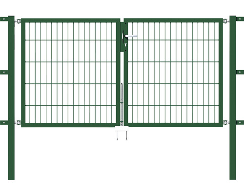 Portillon double ALBERTS Flexo 200 x 100 cm 6/5/6 dormant 40x40 avec poteaux 6 x 6 cm vert