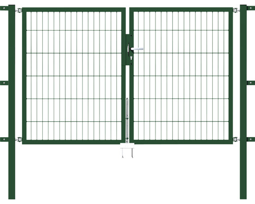 Portillon double ALBERTS Flexo 200 x 120 cm 6/5/6 cadre 40x40 avec poteau 6 x 6 cm vert