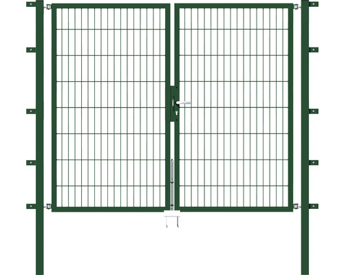 Portillon double ALBERTS Flexo 200 x 160 cm 6/5/6 dormant 40x40 avec poteaux 6 x 6 cm vert