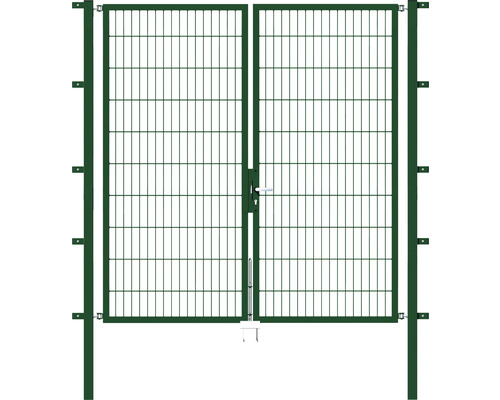 Portail double ALBERTS Flexo 200 x 200 cm 6/5/6 cadre 40x40 avec poteau 6 x 6 cm vert