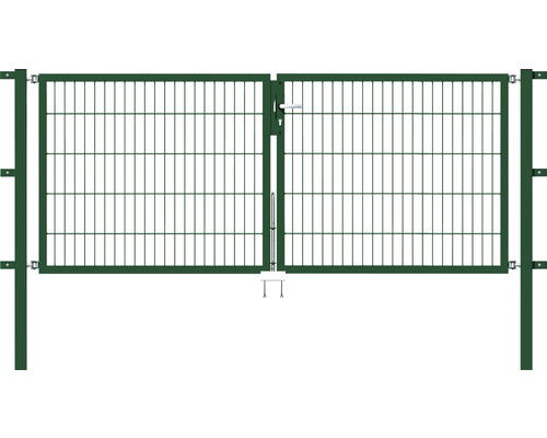 Portillon double ALBERTS Flexo 250 x 100 cm 6/5/6 dormant 40x40 avec poteaux 6 x 6 cm vert