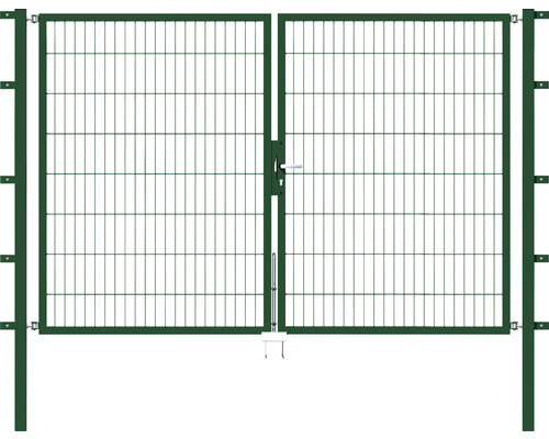 Portillon double ALBERTS Flexo 250 x 160 cm 6/5/6 dormant 40x40 avec poteaux 6 x 6 cm vert