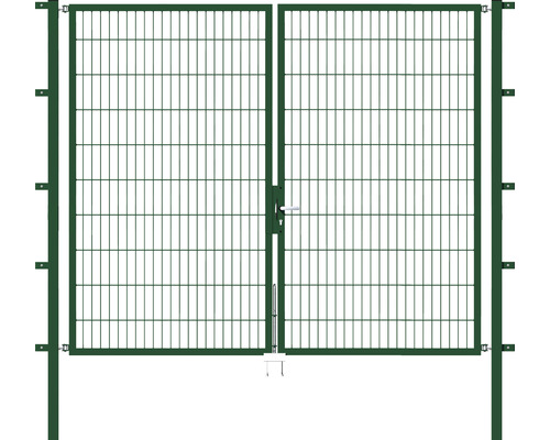 Portail double ALBERTS Flexo 250 x 200 cm 6/5/6 cadre 40x40 avec poteau 6 x 6 cm vert