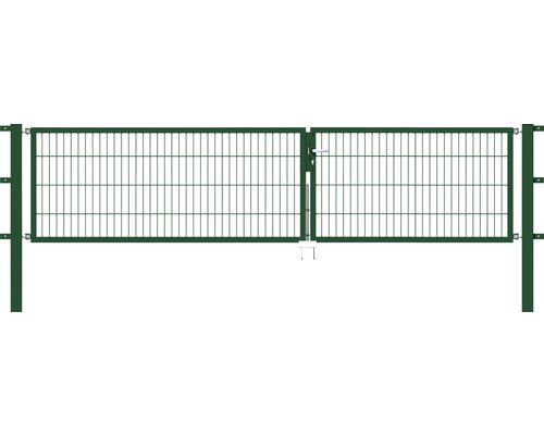 Portillon double ALBERTS Flexo 350 x 80 cm 6/5/6 dormant 40x40 avec poteaux 8 x 8 cm vert