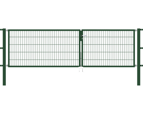 Portail double ALBERTS Flexo 350 x 100 cm 6/5/6 cadre 40x40 avec poteau 8 x 8 cm vert