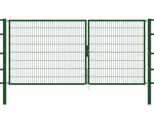 Portillon double ALBERTS Flexo 350 x 160 cm 6/5/6 dormant 40x40 avec poteaux 8 x 8 cm vert