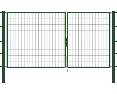 Portillon double ALBERTS Flexo 350 x 180 cm 6/5/6 dormant 40x40 avec poteaux 8 x 8 cm vert