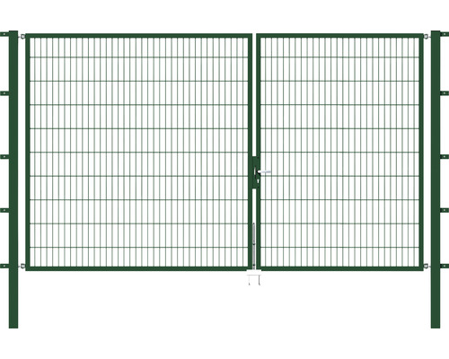 Portail double ALBERTS Flexo 350 x 200 cm 6/5/6 cadre 40x40 avec poteau 8 x 8 cm vert