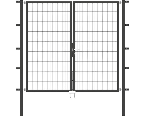 Portillon double ALBERTS Flexo 200 x 180 cm 6/5/6 dormant 40x40 avec poteaux 6 x 6 cm anthracite