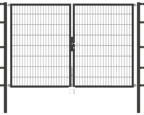 Portail double ALBERTS Flexo 250 x 160 cm 6/5/6 cadre 40x40 avec poteau 6 x 6 cm anthracite