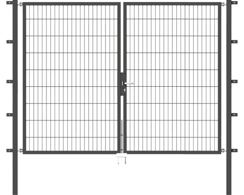 Portillon double ALBERTS Flexo 250 x 180 cm 6/5/6 dormant 40x40 avec poteaux 6 x 6 cm anthracite