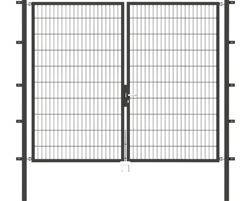 Portail double ALBERTS Flexo 250 x 200 cm 6/5/6 cadre 40x40 avec poteau 6 x 6 cm anthracite