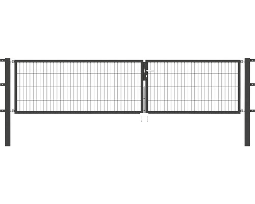 Portillon double ALBERTS Flexo 350 x 80 cm 6/5/6 dormant 40x40 avec poteaux 8 x 8 cm anthracite