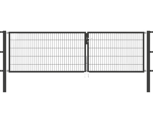 Portail double ALBERTS Flexo 350 x 100 cm 6/5/6 cadre 40x40 avec poteau 8 x 8 cm anthracite