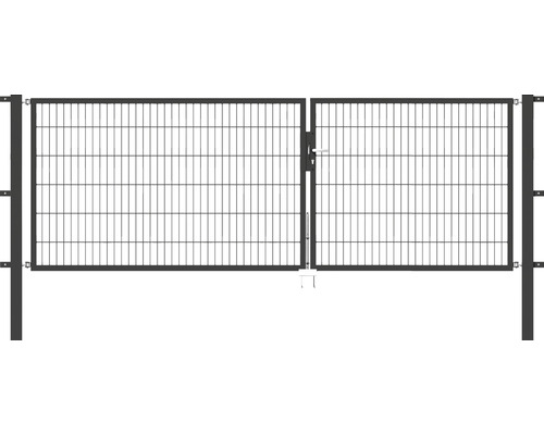 Portillon double ALBERTS Flexo 350 x 120 cm 6/5/6 dormant 40x40 avec poteaux 8 x 8 cm anthracite