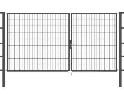 Portail double ALBERTS Flexo 350 x 180 cm 6/5/6 cadre 40x40 avec poteau 8 x 8 cm anthracite