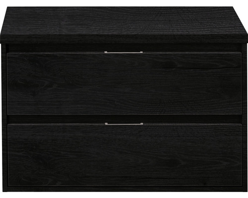 Meuble sous vasque sanox Porto lxhxp 90x59x50 cm black oak avec plan de toilette