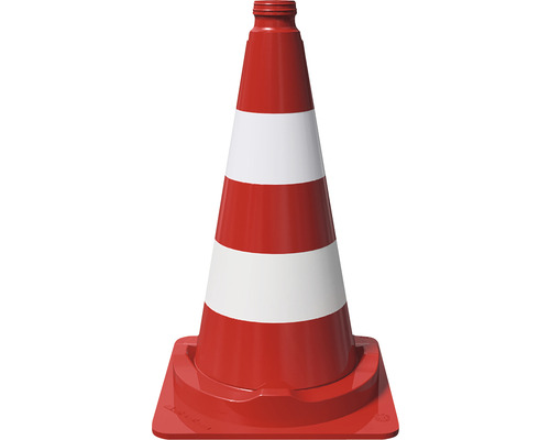 Cône de signalisation BASt certifié selon TL PVC une pièce film totalement réfléchissant type RA2/A rouge et blanc Ø 36 cm 40 x 50 cm