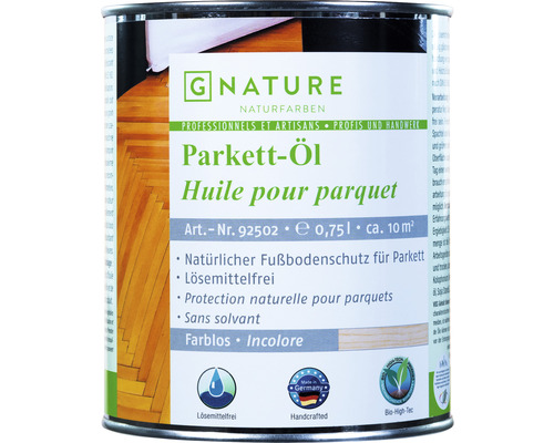 G-NATURE Huile pour bois incolore Intérieur 750 ml Boîte d''huile pour parquet incolore