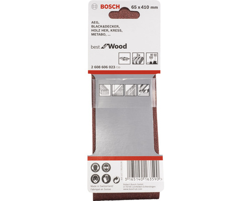 Bandes abrasives Bosch pour bois, 65x410 millimètres
