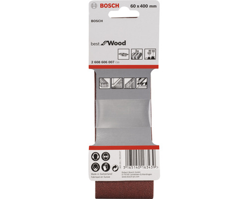Bandes abrasives Bosch pour bois, 60x400 mm, emballage