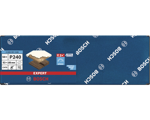 Paquet de papier abrasif grain P240, 50 pièces, dimension 93 x 186 millimètres