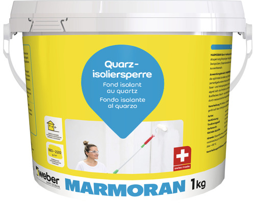 Peinture isolante weber Marmoran Quarz G145 1 kg Marmoran Fond isolant au quartz en seau de 1 kg