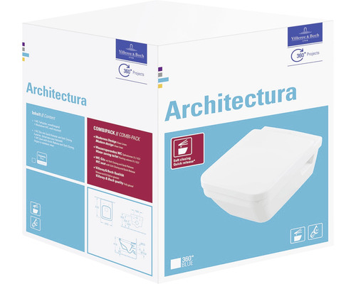 Emballage du WC combiné Villeroy & Boch Architectura avec fonction de fermeture amortie