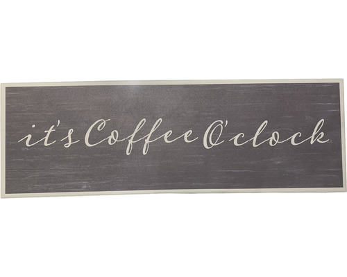 Tapis de cuisine tapis anti-salissures marron foncé beige 50x150 cm (au mètre) Panneau décoratif avec l''inscription It''s Coffee O''Clock