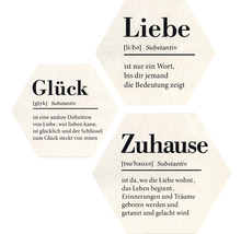 Tableau hexagonal Zuhause Glück Liebe II lot de 3 3x 45x45 cm