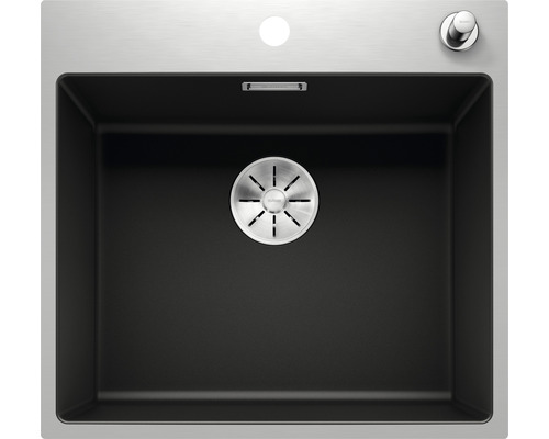 Évier Blanco SUBLINE 500-IF/A SteelFrame lxp 543x510 mm Silgranit noir 525999 Évier en acier inoxydable avec drain