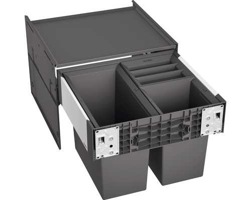 Poubelle de tri sélectif encastrée Blanco SELECT II 50/3 1x19 l et 2x8 l 526202 Collecteur de déchets Blanco avec deux bacs pour le tri des déchets.