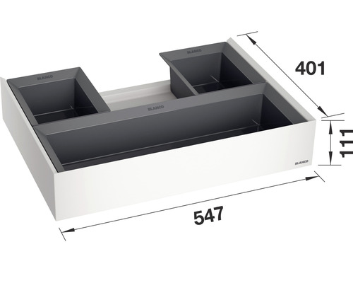 Meuble bas d''évier Blanco avec indications de dimensions
