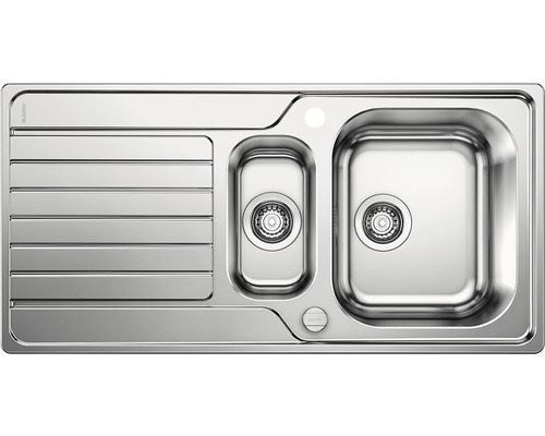 Évier Blanco DINAS 6 S lxp 1000x500 mm acier inoxydable finition brossée 523379 Évier en acier inoxydable avec égouttoir et deux cuves