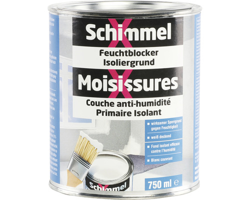 SchimmelX Apprêt isolant anti-humidité 750ml Schimmel Bloqueur d''humidité Primaire d''isolation en emballage de 750 ml