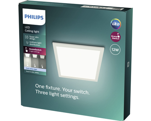 Philips LED Panel Scene Switch quadratisch weiss 12 W 1200 lm 4000 K Ø 328 mm Verpackung einer Philips LED Deckenleuchte