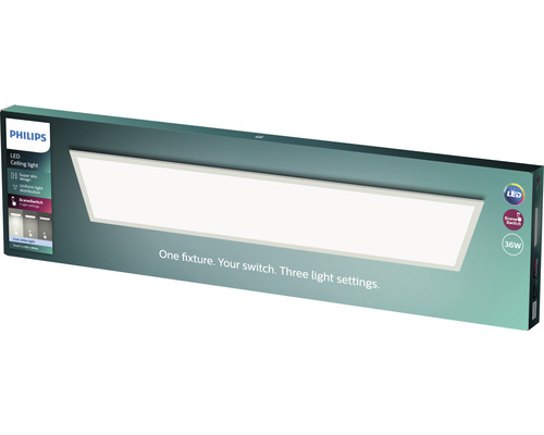 Philips LED Panel Scene Switch rechteckig weiss 36 W 3600 lm 4000 K L 121 cm Verpackung einer Philips LED Deckenleuchte