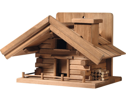 Abri-mangeoire pour oiseaux refuge de montagne à fixer au mur ou à un arbre 33x24x21,5 cm Nid d''oiseau en bois style chalet
